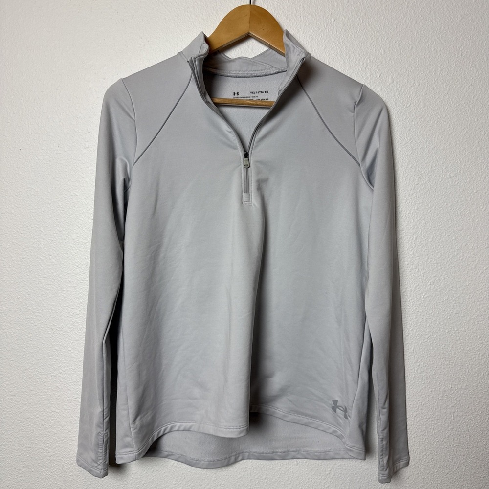 Gray Youth XL Coldgear Under Armour 1/2 Zip Pullover Cold Gear Long sleeve Girls